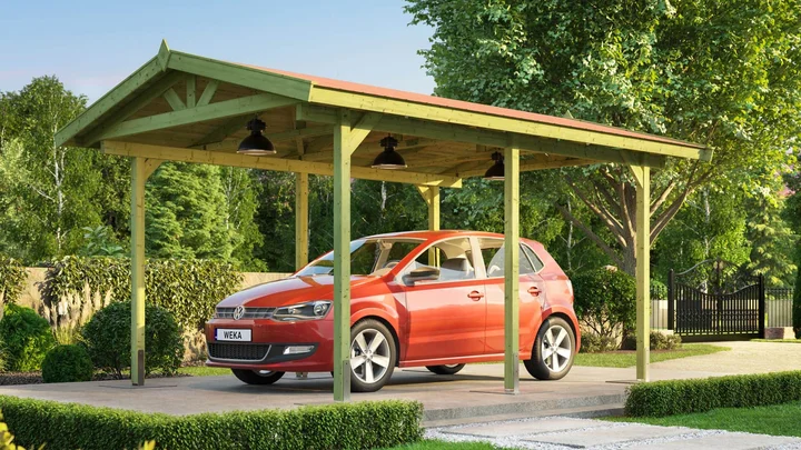 Carport 611 (288×389, Satteldach, grün imprägniert) – weka carport 611