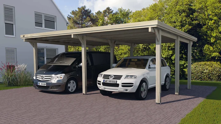 Carport 618 (576×398, Doppelcarport, grün imprägniert) – weka carport 618